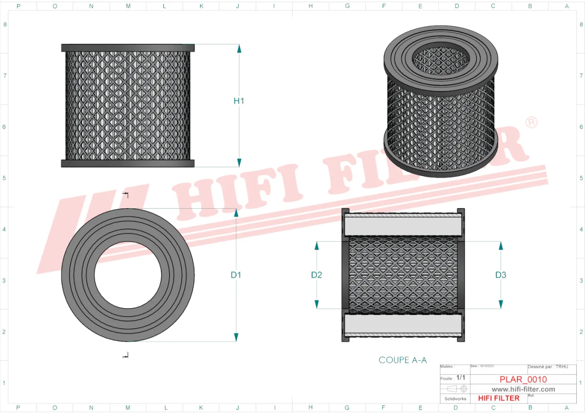 Rysunek techniczny Hifi Filter SA10234