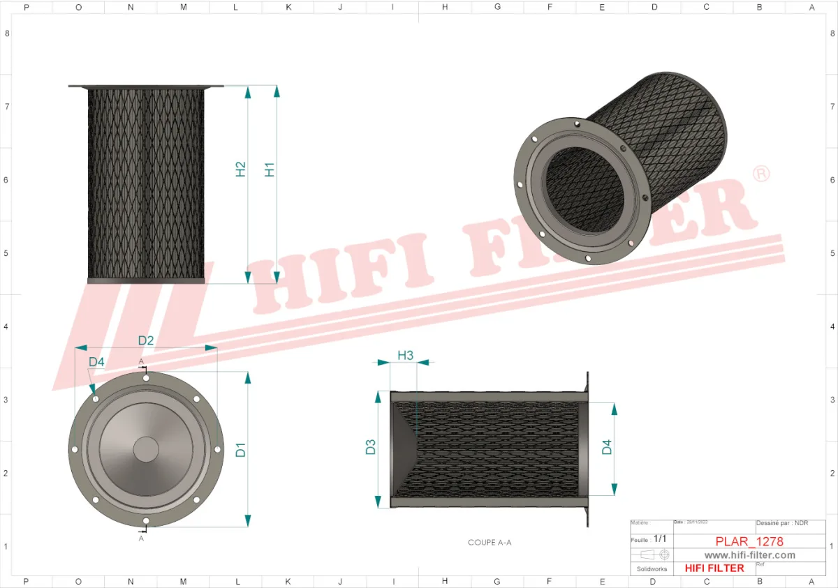 Rysunek techniczny Hifi Filter SA10448