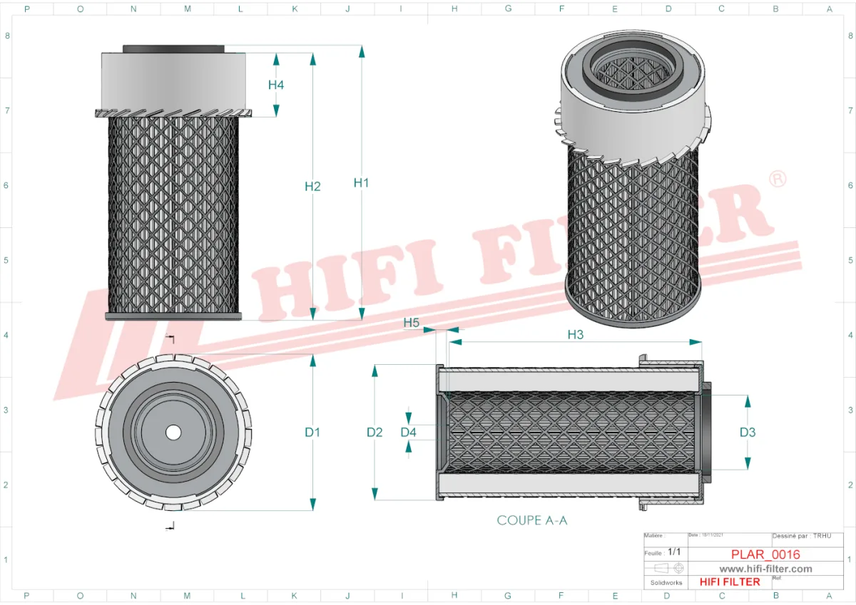 Rysunek techniczny Hifi Filter SA11522K