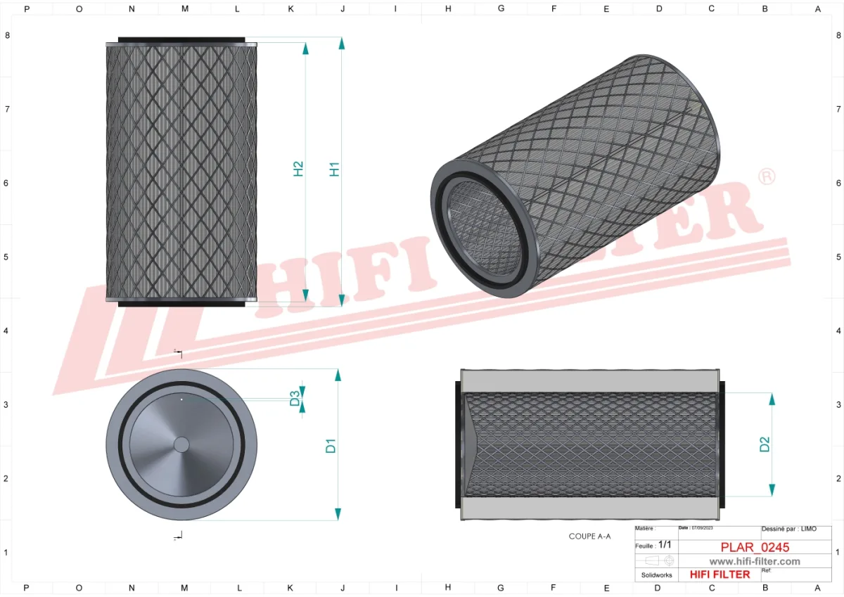 Rysunek techniczny Hifi Filter SA11550