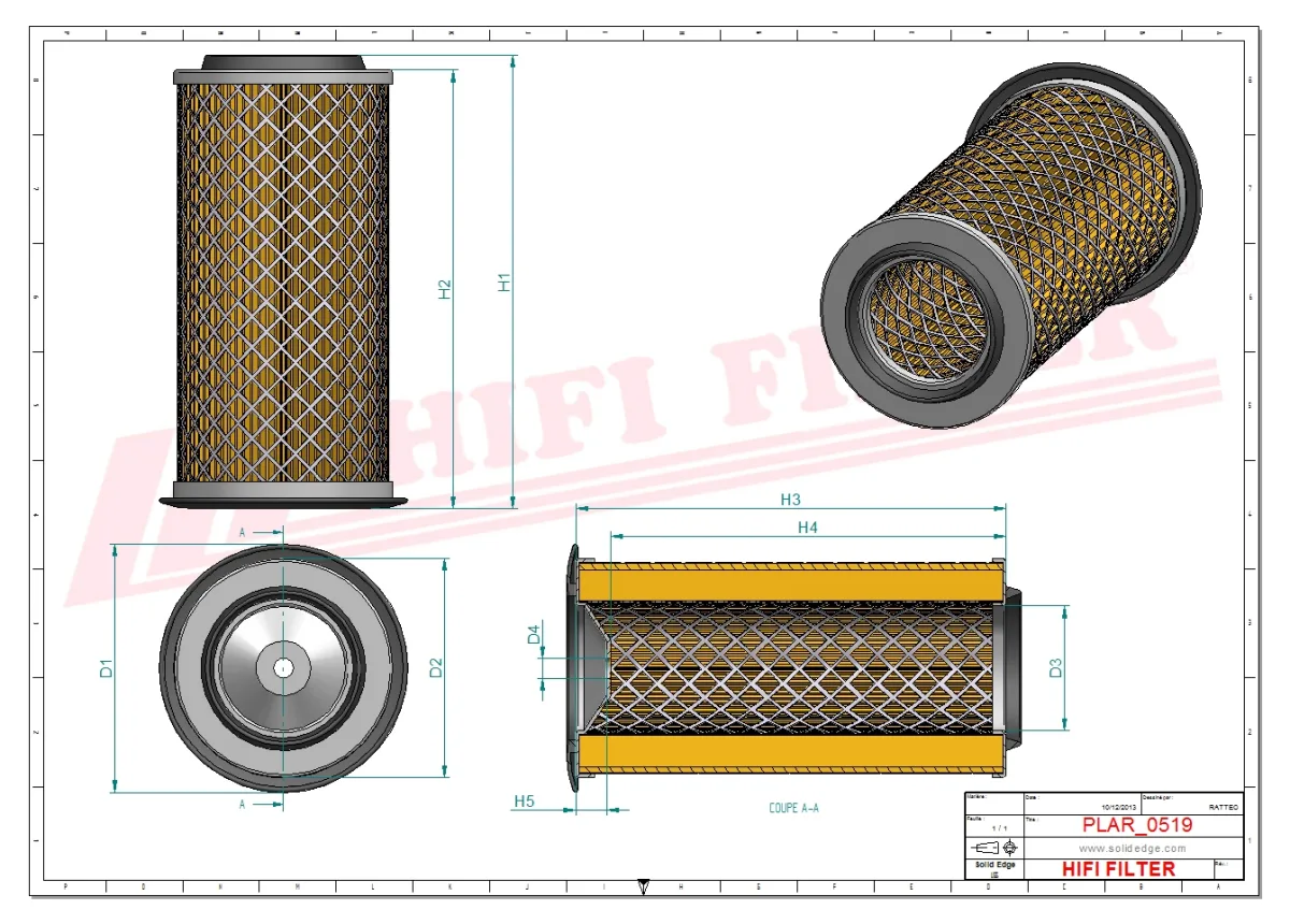 Rysunek techniczny Hifi Filter SA11805