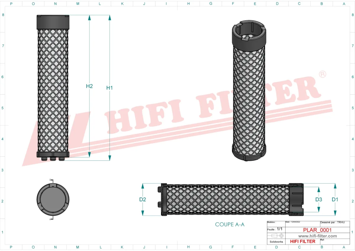 Rysunek techniczny Hifi Filter SA16129