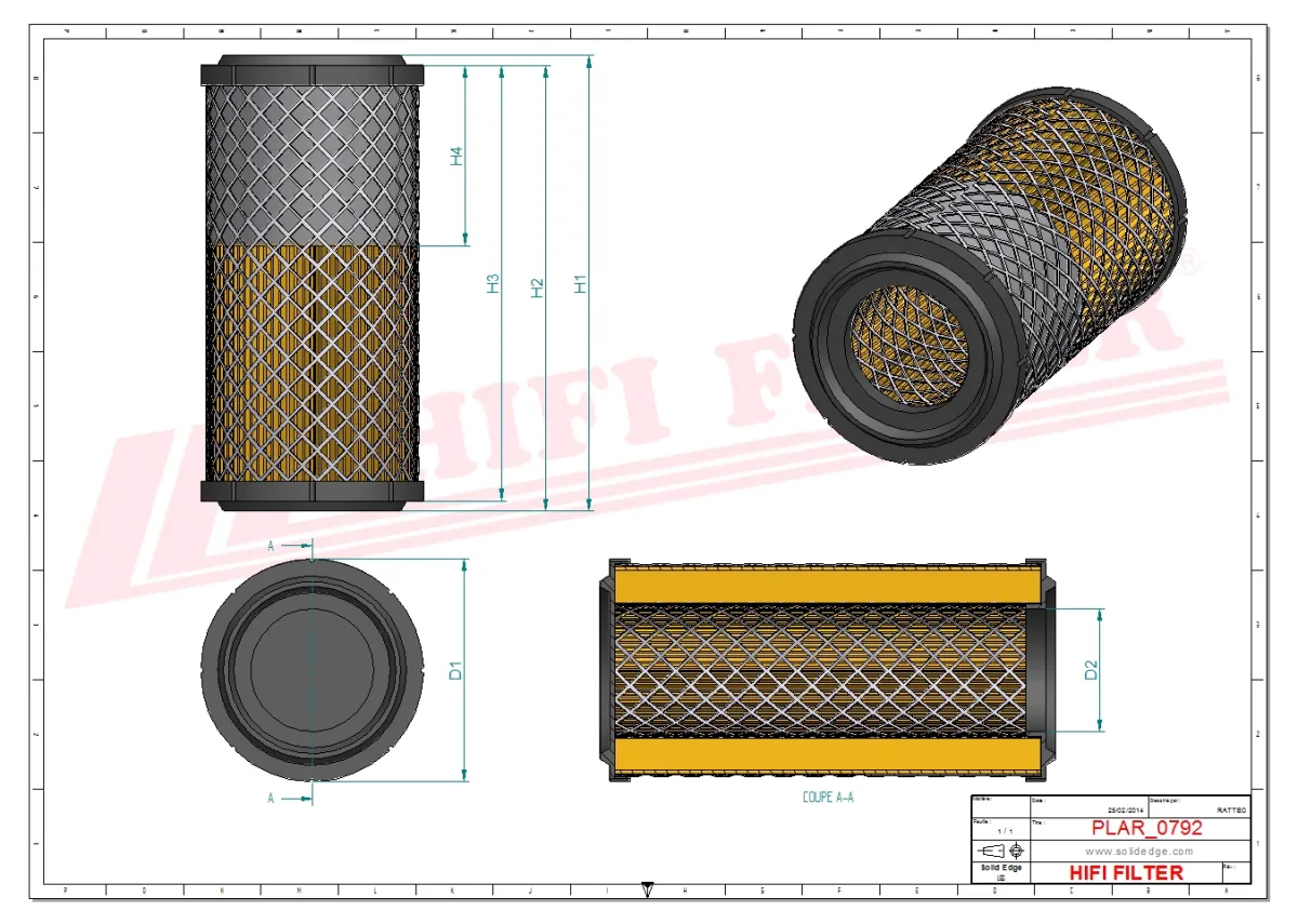 Rysunek techniczny Hifi Filter SA16186