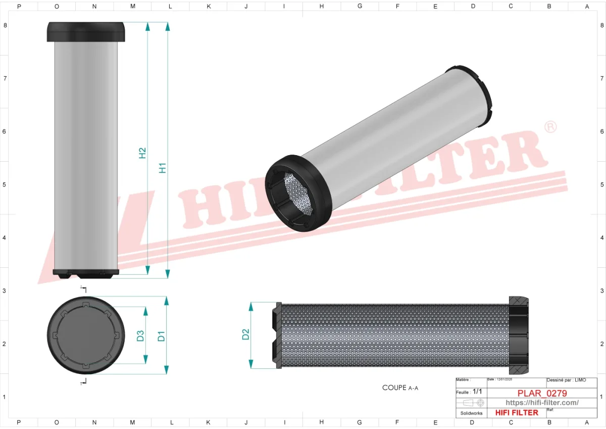 Rysunek techniczny Hifi Filter SA16190