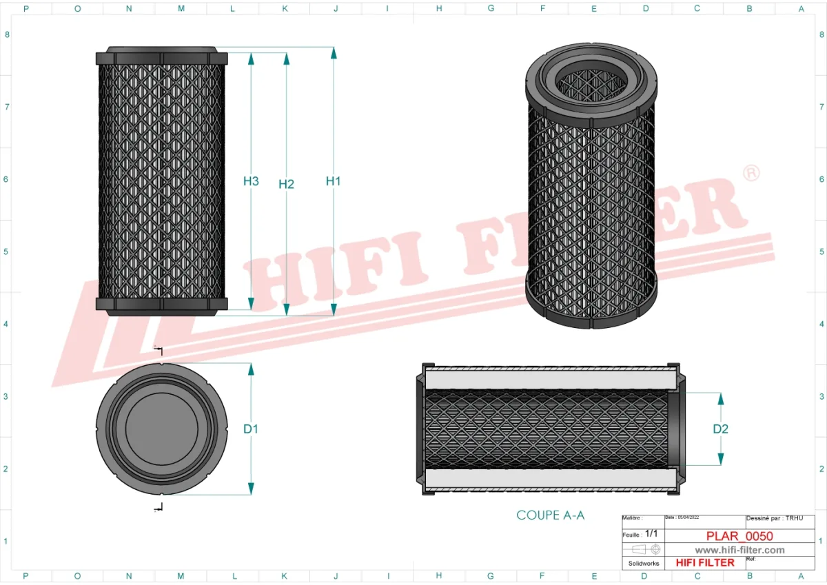 Rysunek techniczny Hifi Filter SA16229