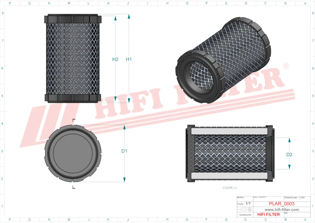 Rysunek techniczny Hifi Filter SA16295
