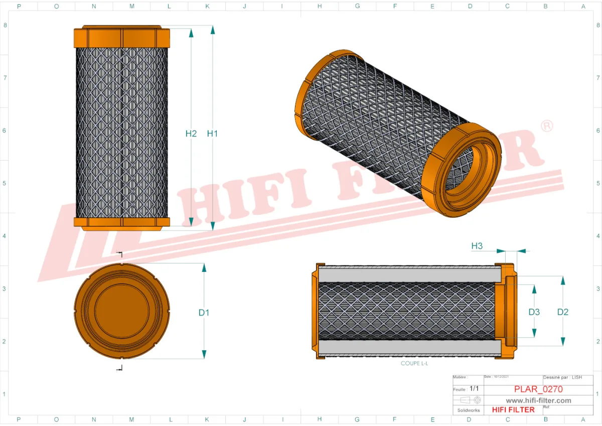 Rysunek techniczny Hifi Filter SA16615