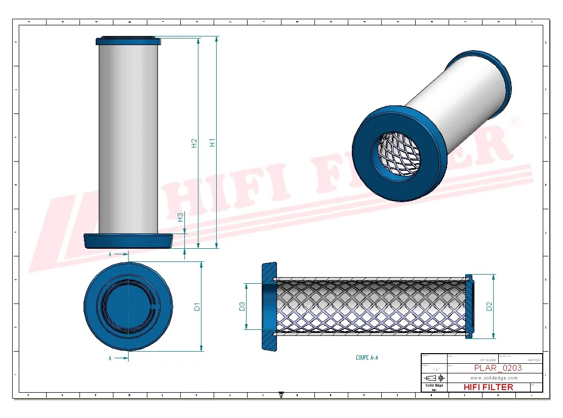 Rysunek techniczny Hifi Filter SA16685