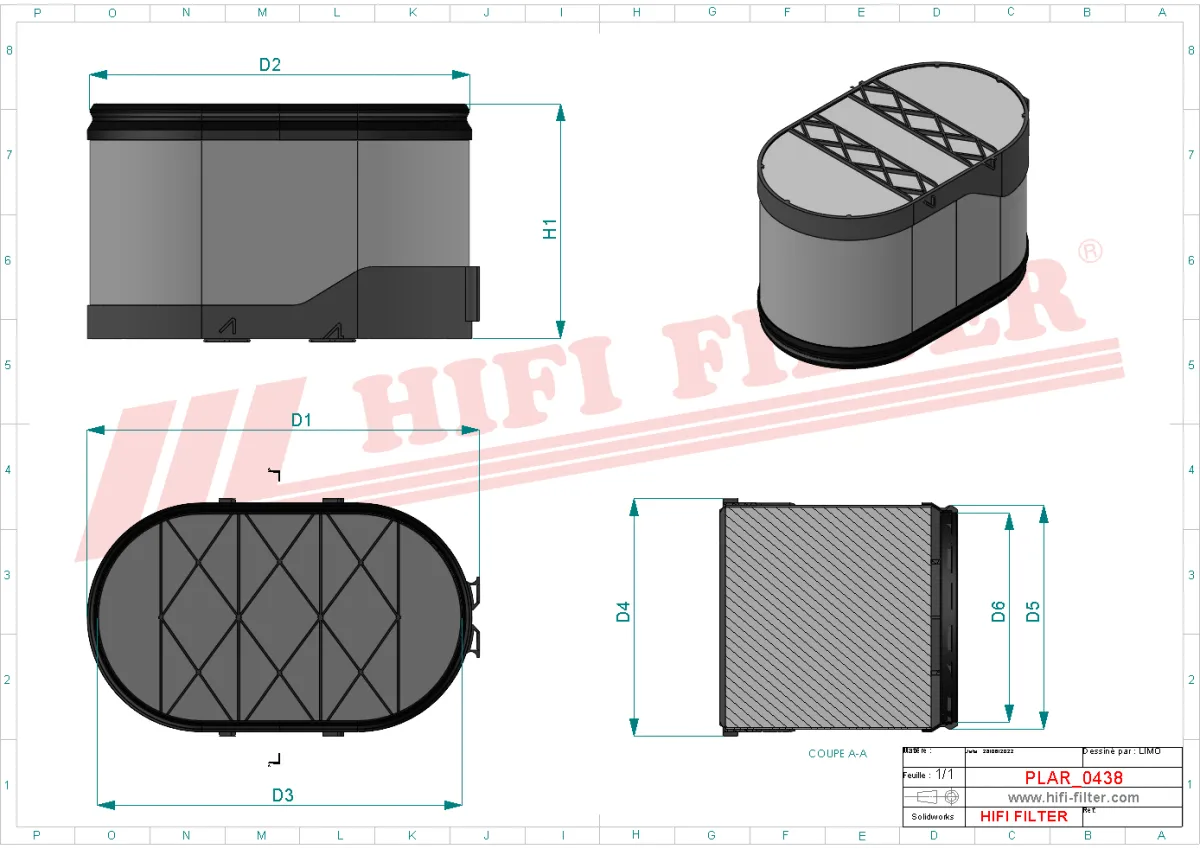 Rysunek techniczny Hifi Filter SA16841