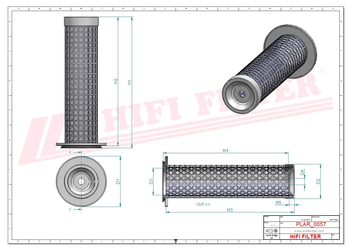 Rysunek techniczny Hifi Filter SA16949