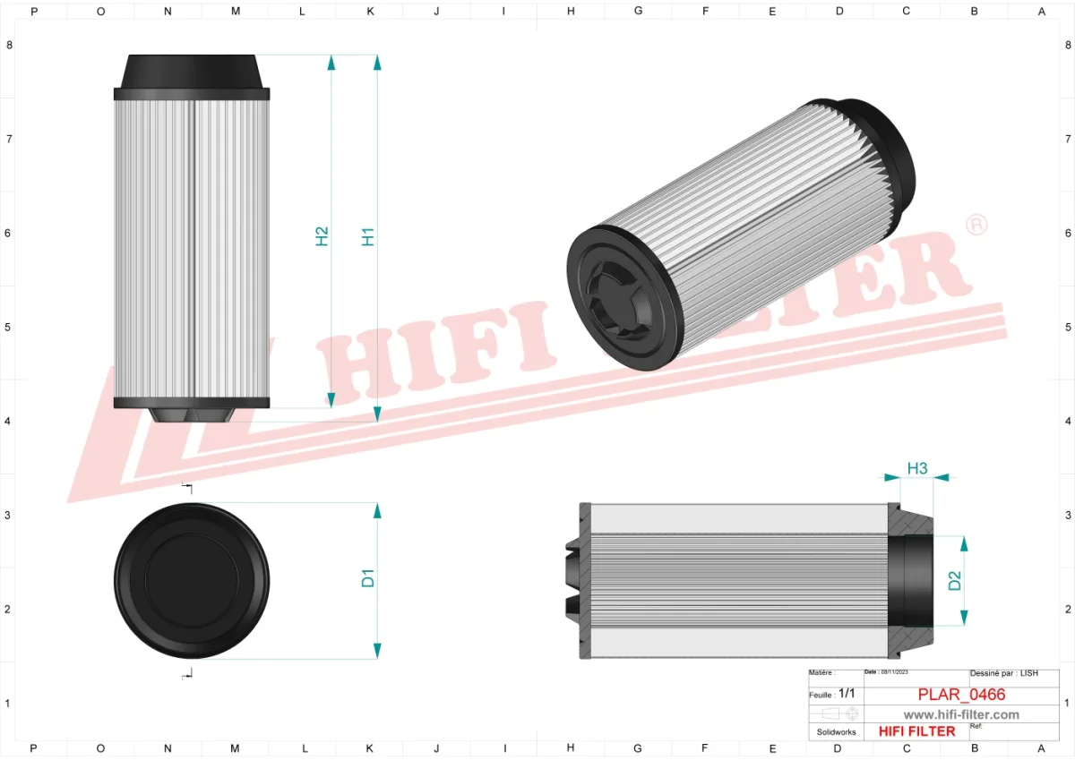 Rysunek techniczny Hifi Filter SA17100