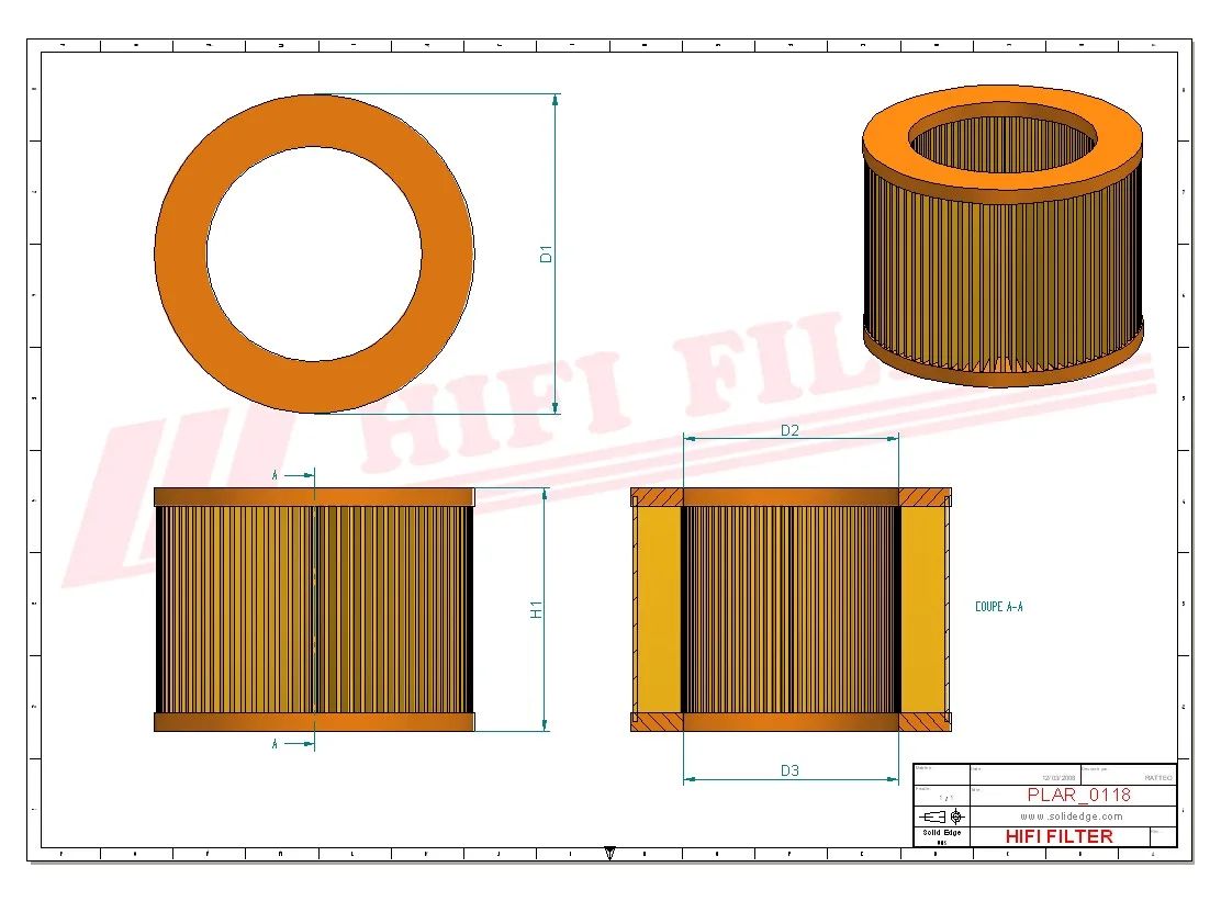 Rysunek techniczny Hifi Filter SA17224