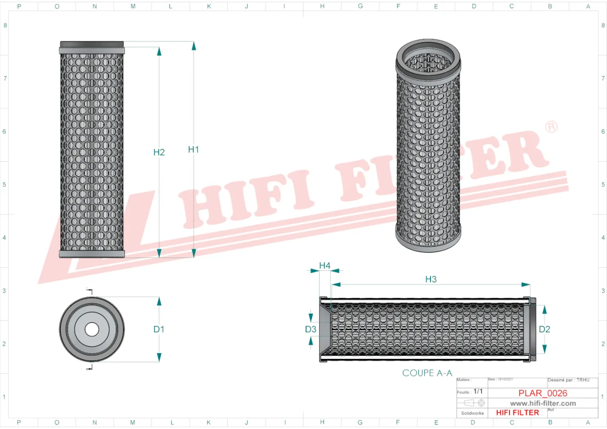 Rysunek techniczny Hifi Filter SA18088