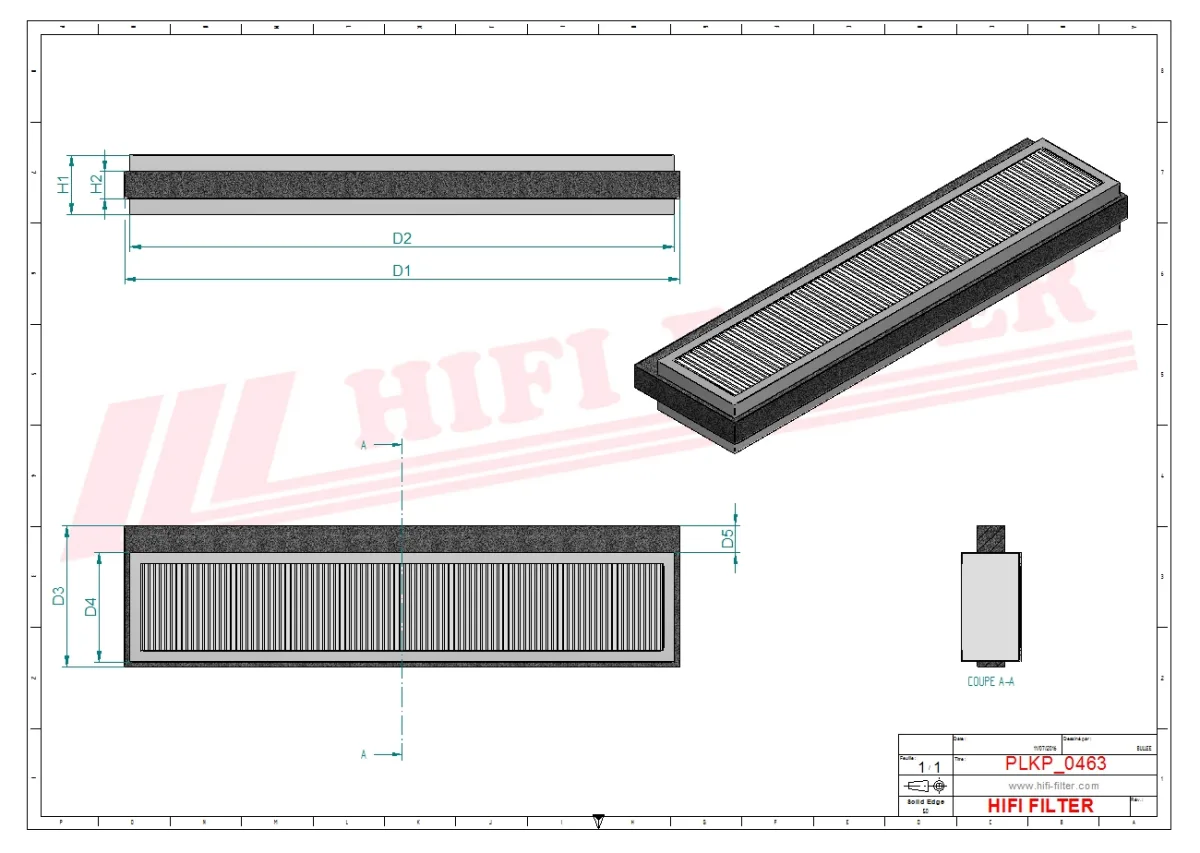 Rysunek techniczny Hifi Filter SC90307