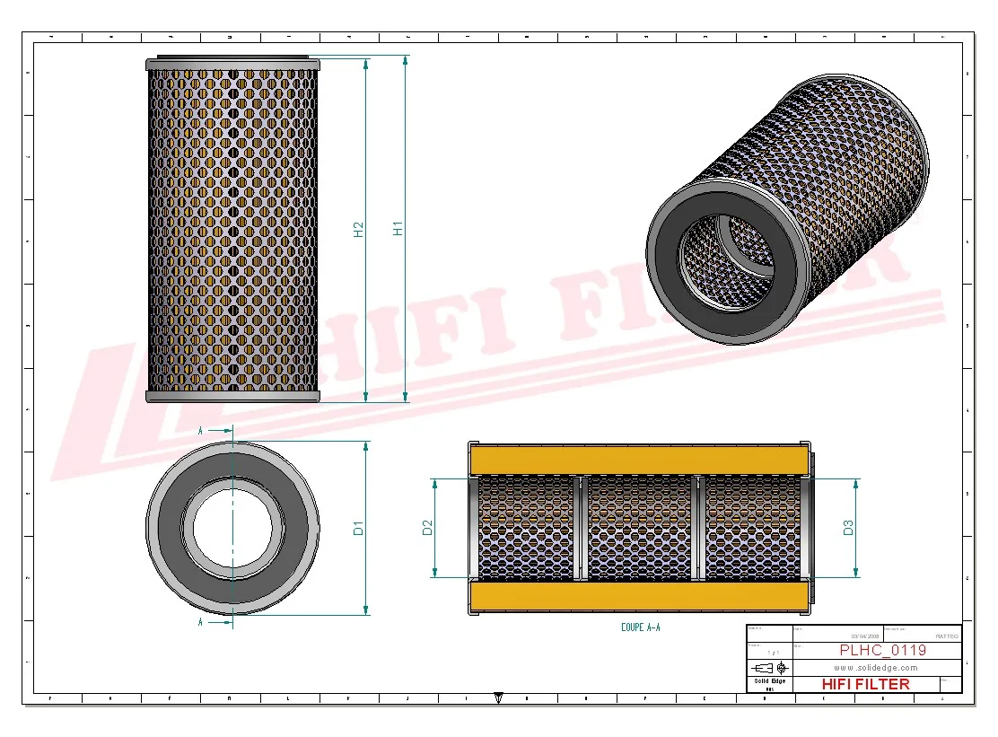Rysunek techniczny Hifi Filter SH60254