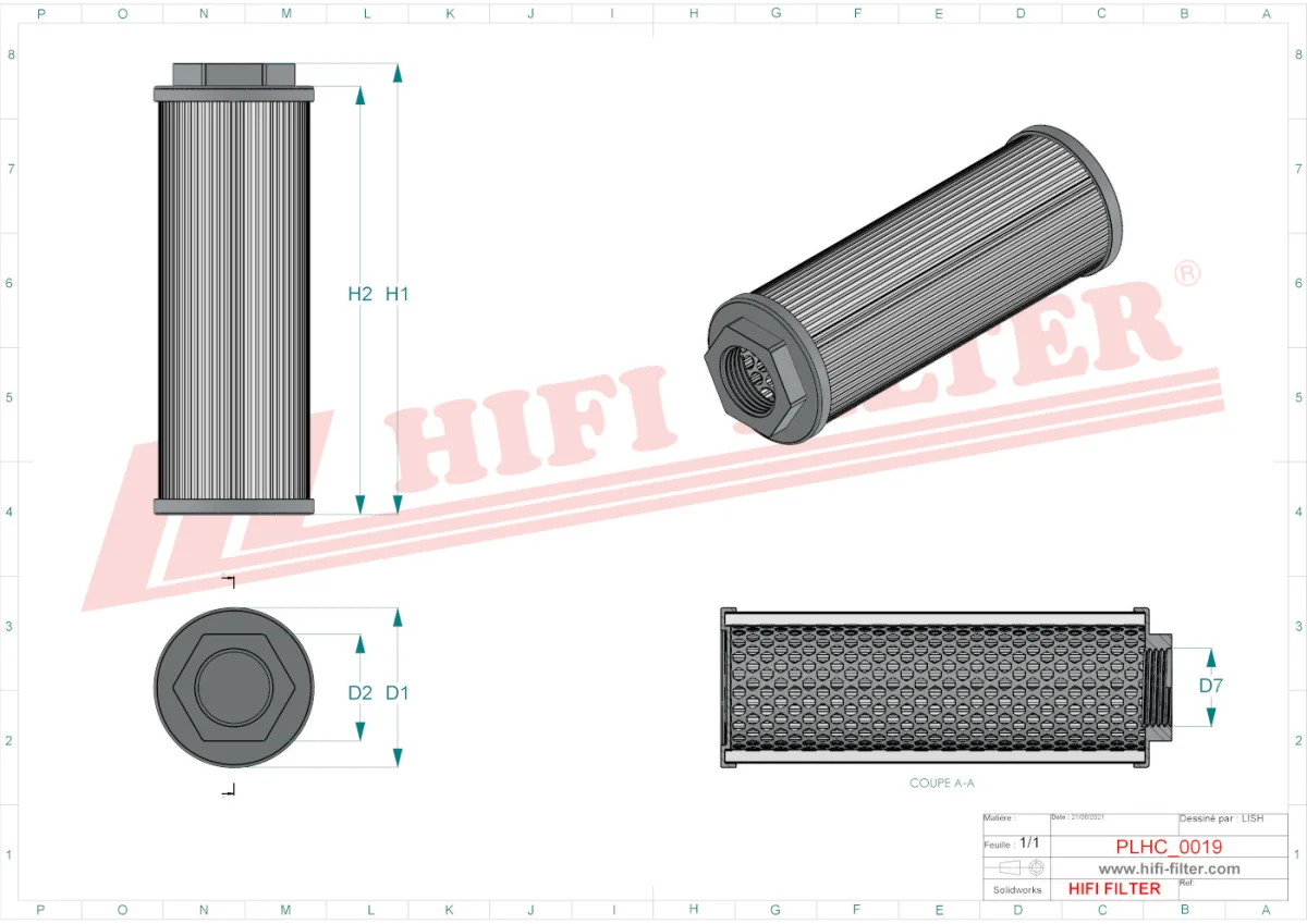 Rysunek techniczny Hifi Filter SH77004