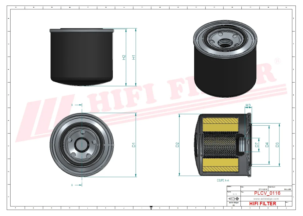 Rysunek techniczny Hifi Filter SN25027