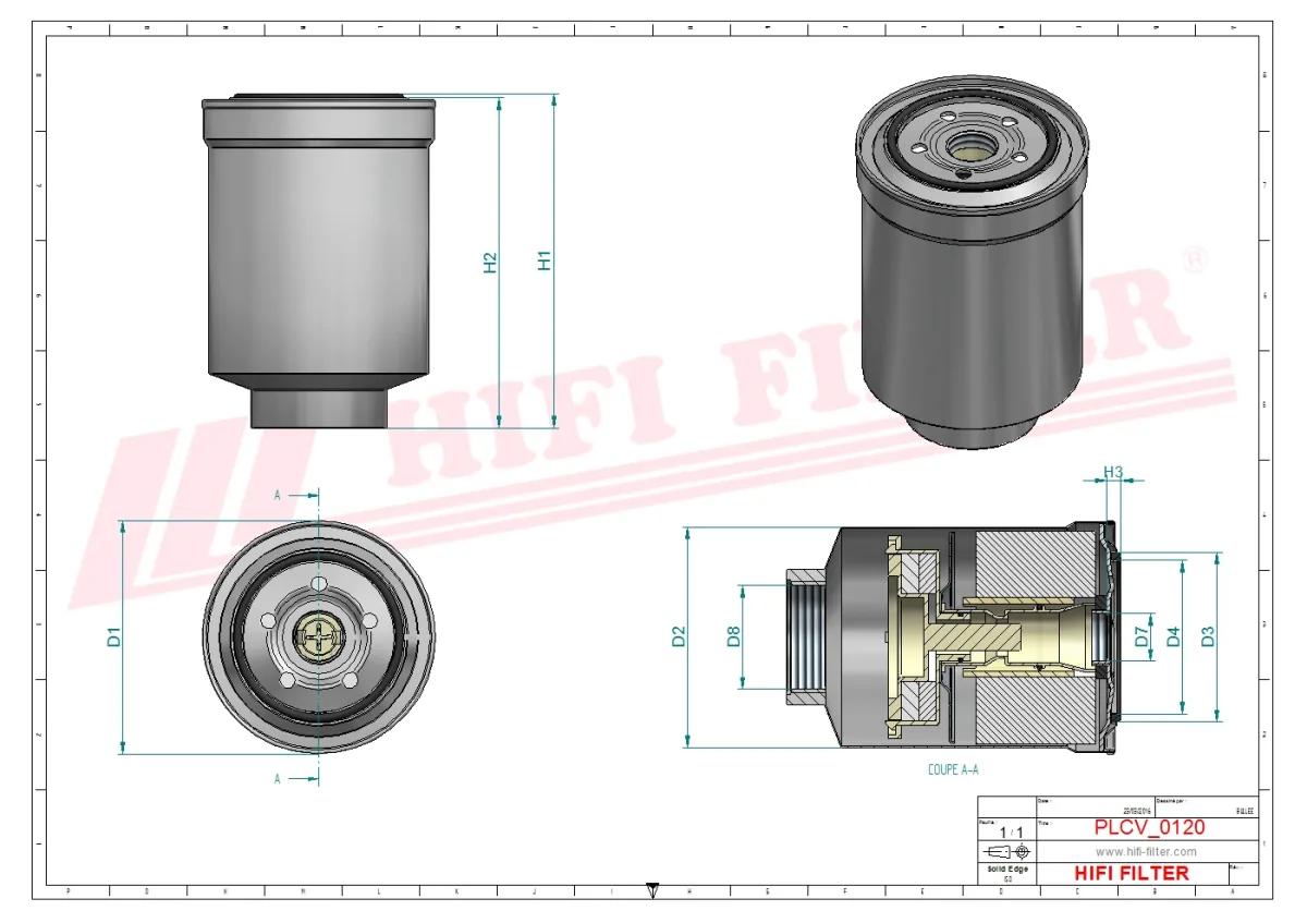 Rysunek techniczny Hifi Filter SN25098