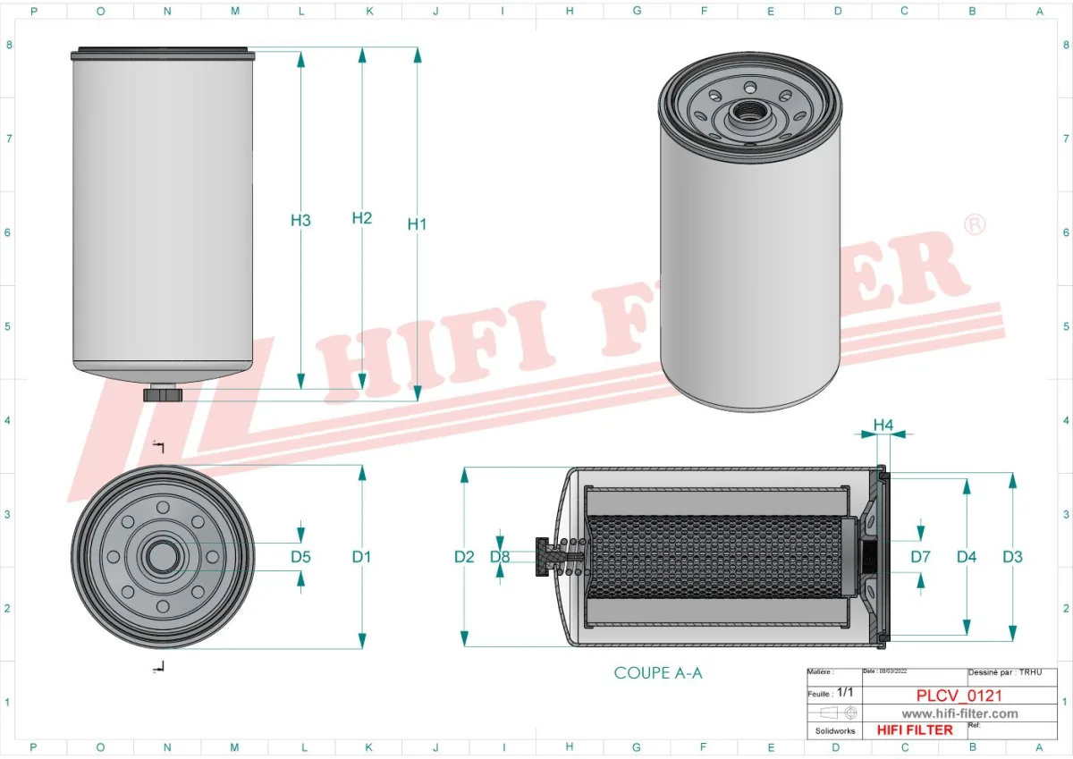 Rysunek techniczny Hifi Filter SN40507