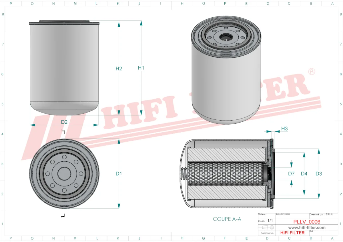 Rysunek techniczny Hifi Filter SO10038