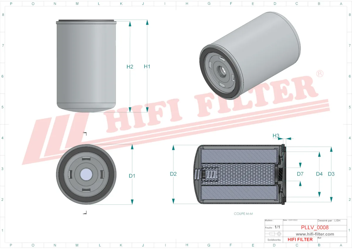 Rysunek techniczny Hifi Filter SO434
