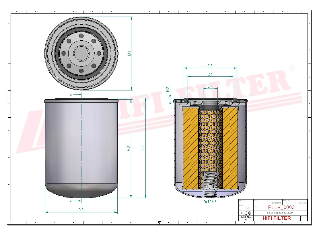 Rysunek techniczny Hifi Filter SO6205