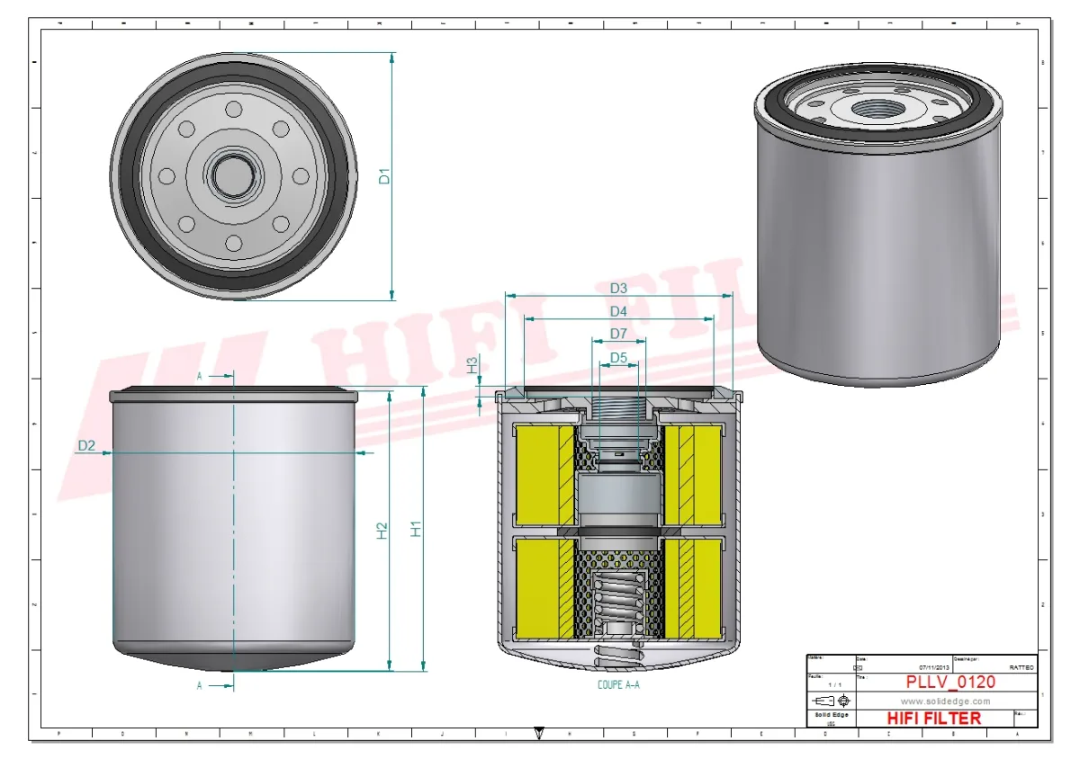 Rysunek techniczny Hifi Filter T6747