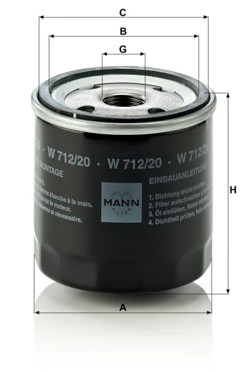 Filtr oleju Mann Filter W712/20 — zdjęcie 2