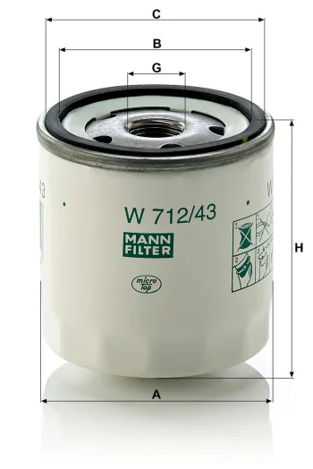 Filtr oleju Mann Filter W712/43 — zdjęcie 2