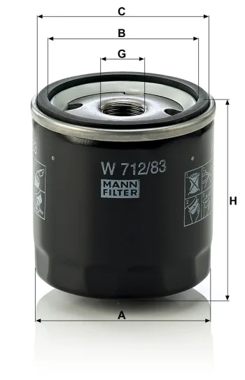 Filtr oleju Mann Filter W712/83 — zdjęcie 3