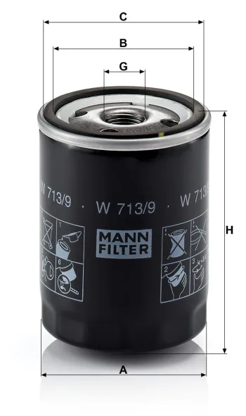 Filtr oleju Mann Filter W713/9 — zdjęcie 2