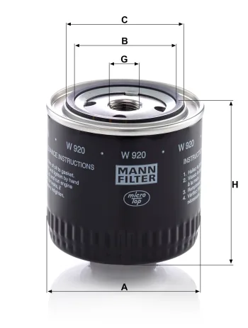 Filtr oleju Mann Filter W920 — zdjęcie 2