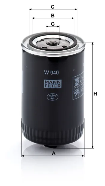 Filtr oleju Mann Filter W940/10 — zdjęcie 2