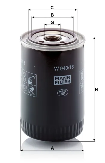 Filtr oleju Mann Filter W940/18 — zdjęcie 3