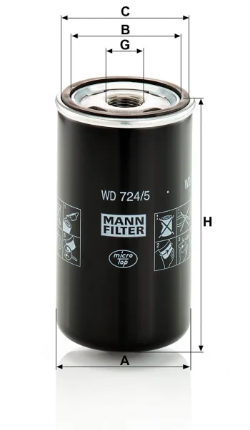 Filtr hydrauliczny Mann Filter WD724/5 — zdjęcie 3