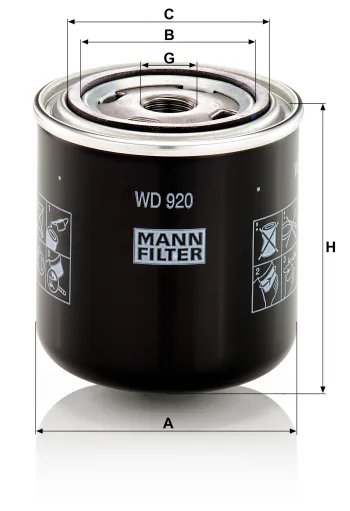 Filtr hydrauliczny Mann Filter WD920 — zdjęcie 2