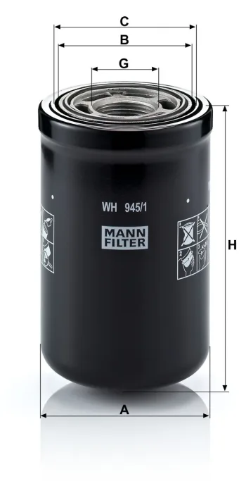 Filtr hydrauliczny Mann Filter WH945/1 — zdjęcie 2